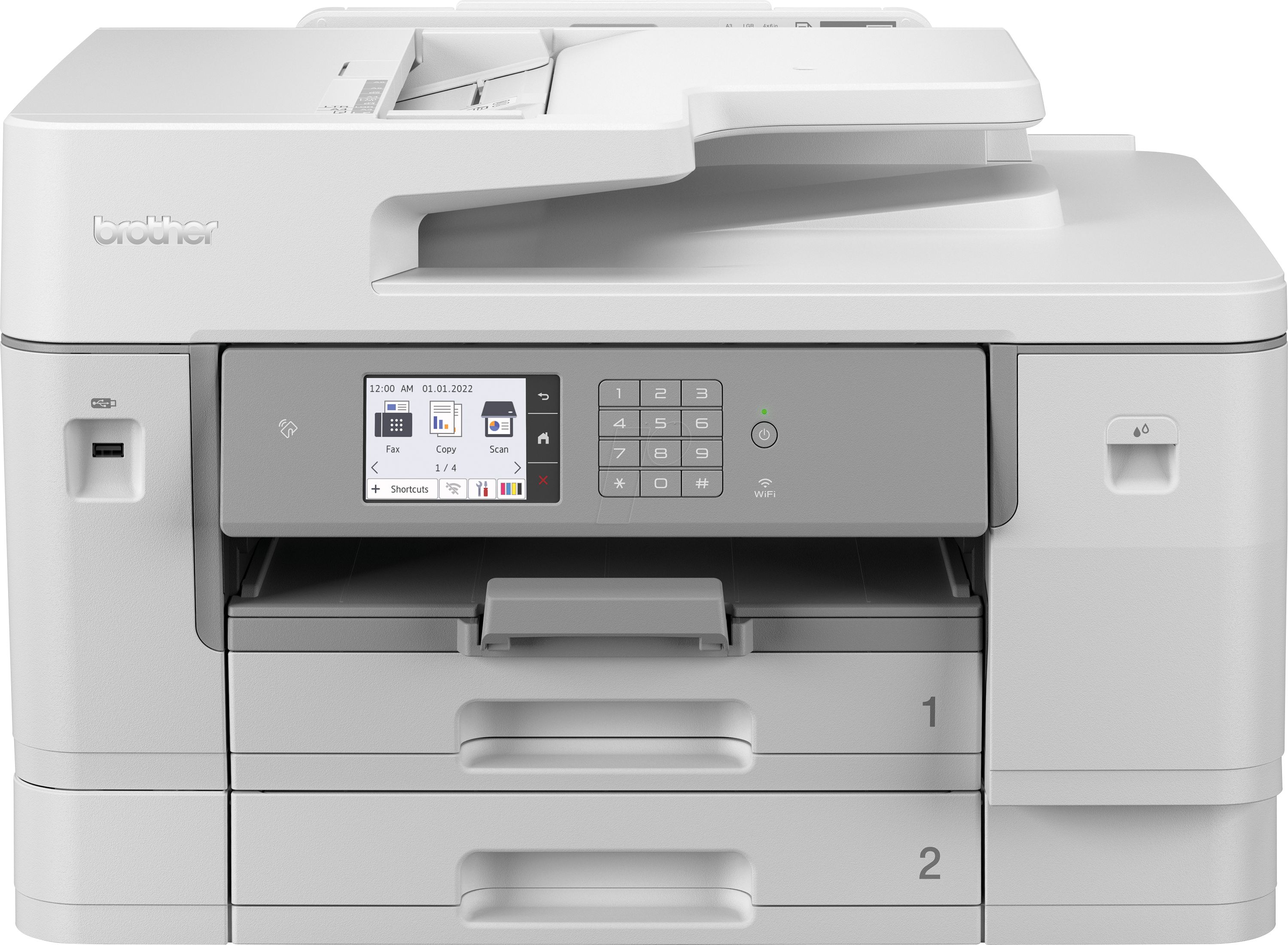Imprimanta multifunctionala inkjet color Brother MFC-J6955DW, A3, duplex, USB 2.0, Wi-Fi, NFC, 30 ppm negru, 30 ppm color