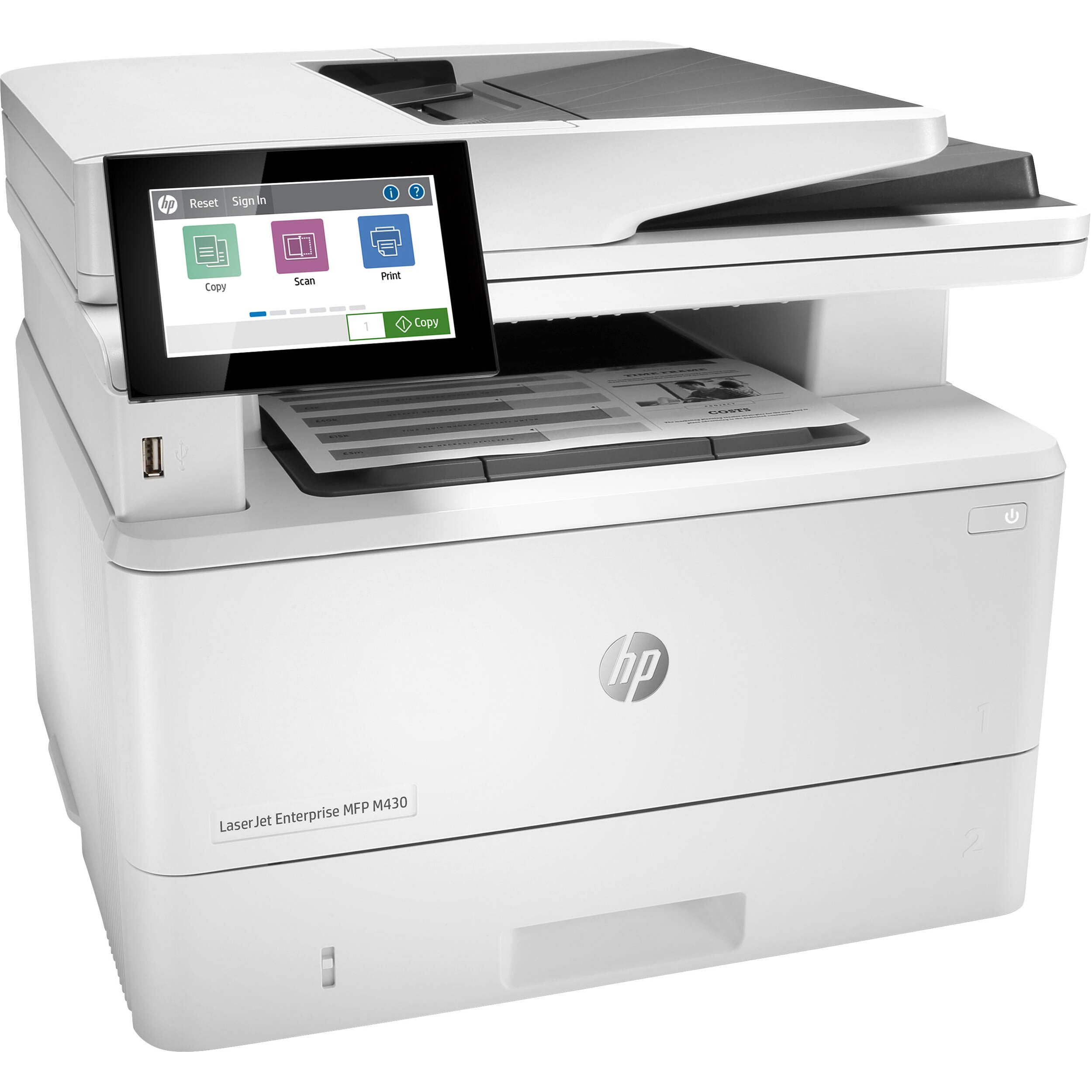 Imprimanta multifunctionala laser monocrom HP M430f, A4, duplex, ADF, USB 2.0, 40 ppm