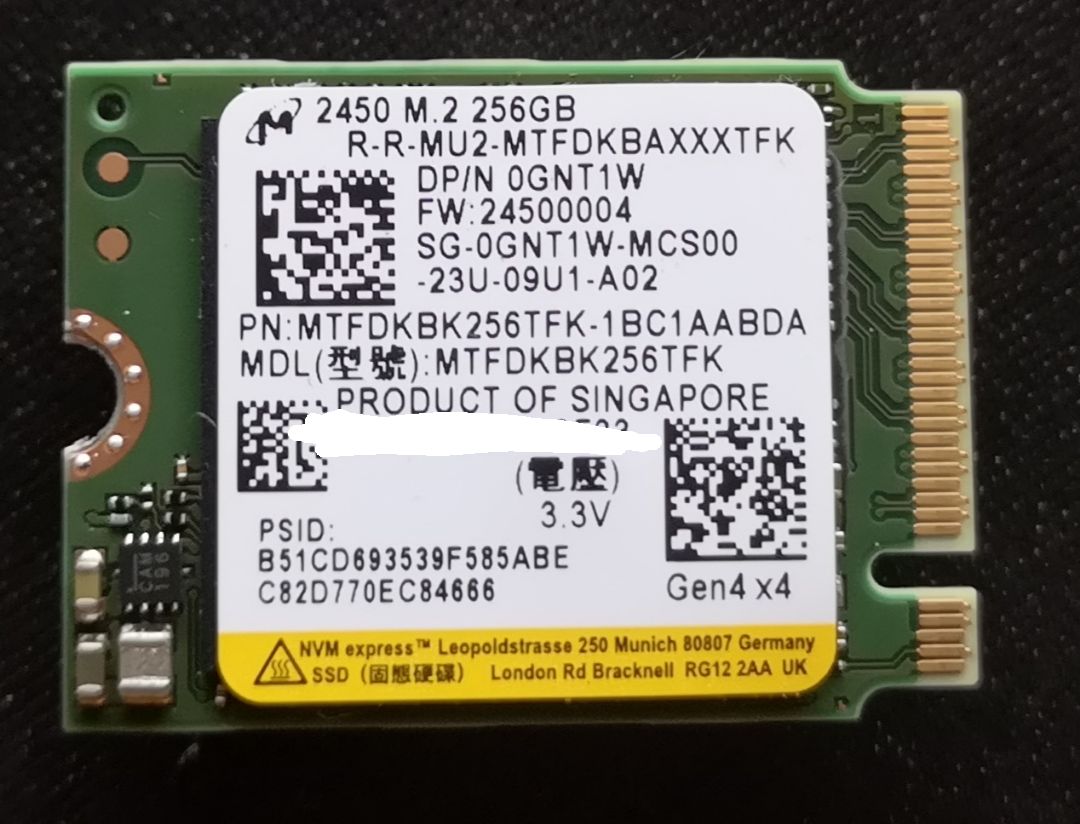 SSD Micron 2450 256 GB NVMe M.2 2230