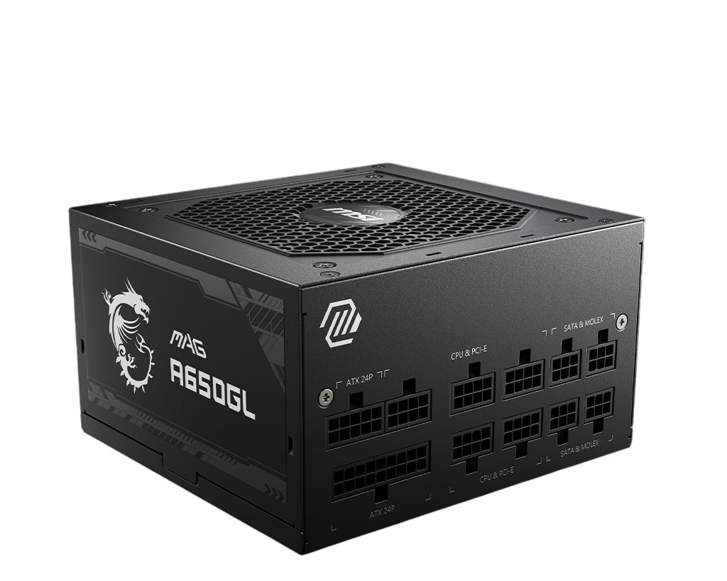 MSI Power Supply MAG A650GL, EU, 650W, Fully-Modular, 80 Plus Gold, Color Box, Pallet packing,7Y Warranty